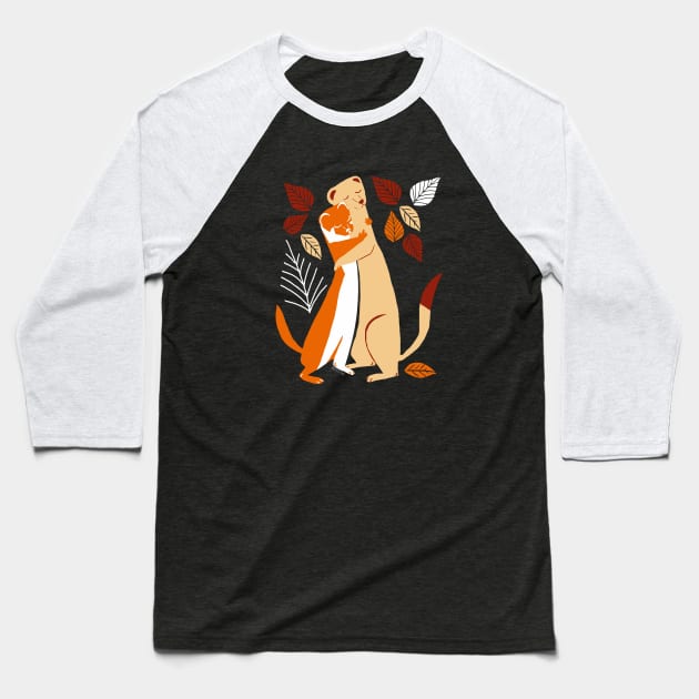 Autumn Weasel Hugs #2 Baseball T-Shirt by belettelepink
